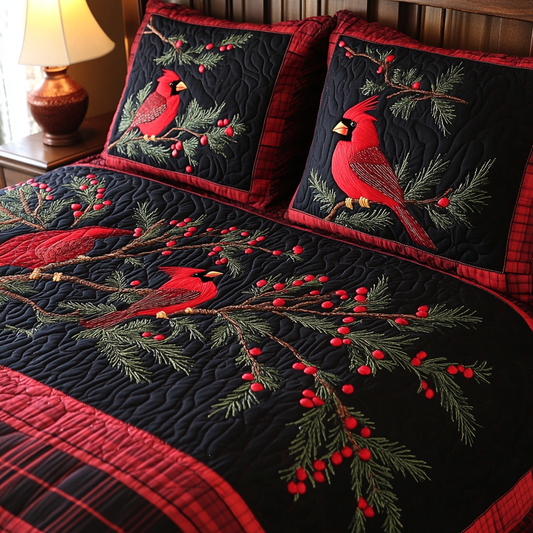 Christmas Cardinal TAI201124132 Quilt Bedding Set