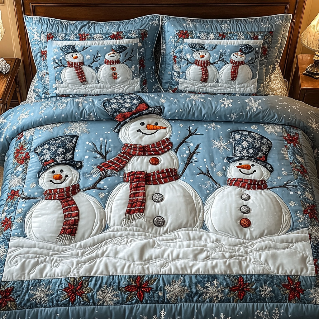 Christmas Snowman TAI101224347 Quilt Bedding Set