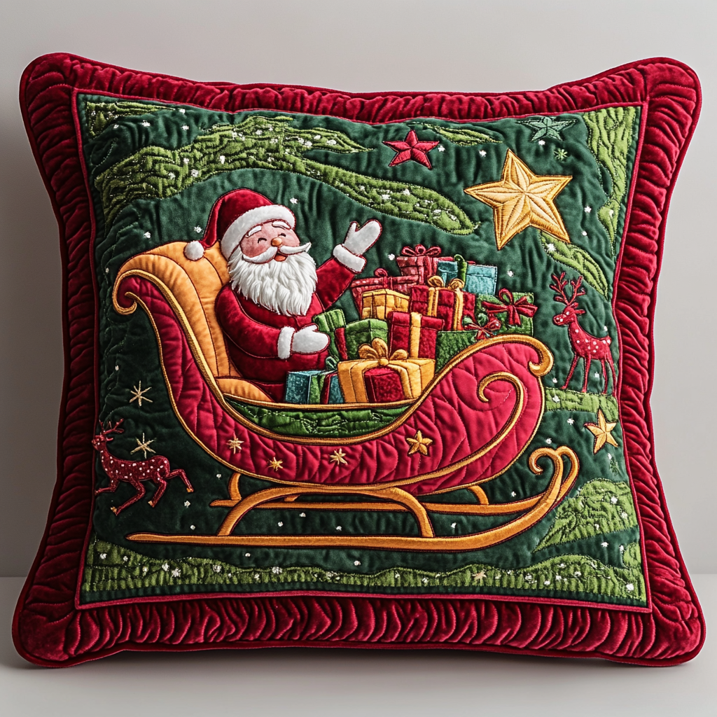 Santa Sleigh DAI201124481 Quilted Pillow Case