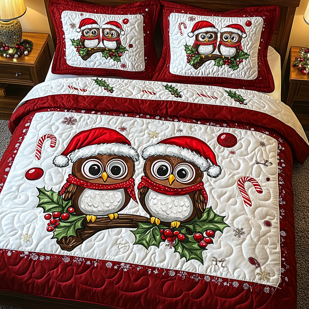 Christmas Owls TAI141124033 Quilt Bedding Set