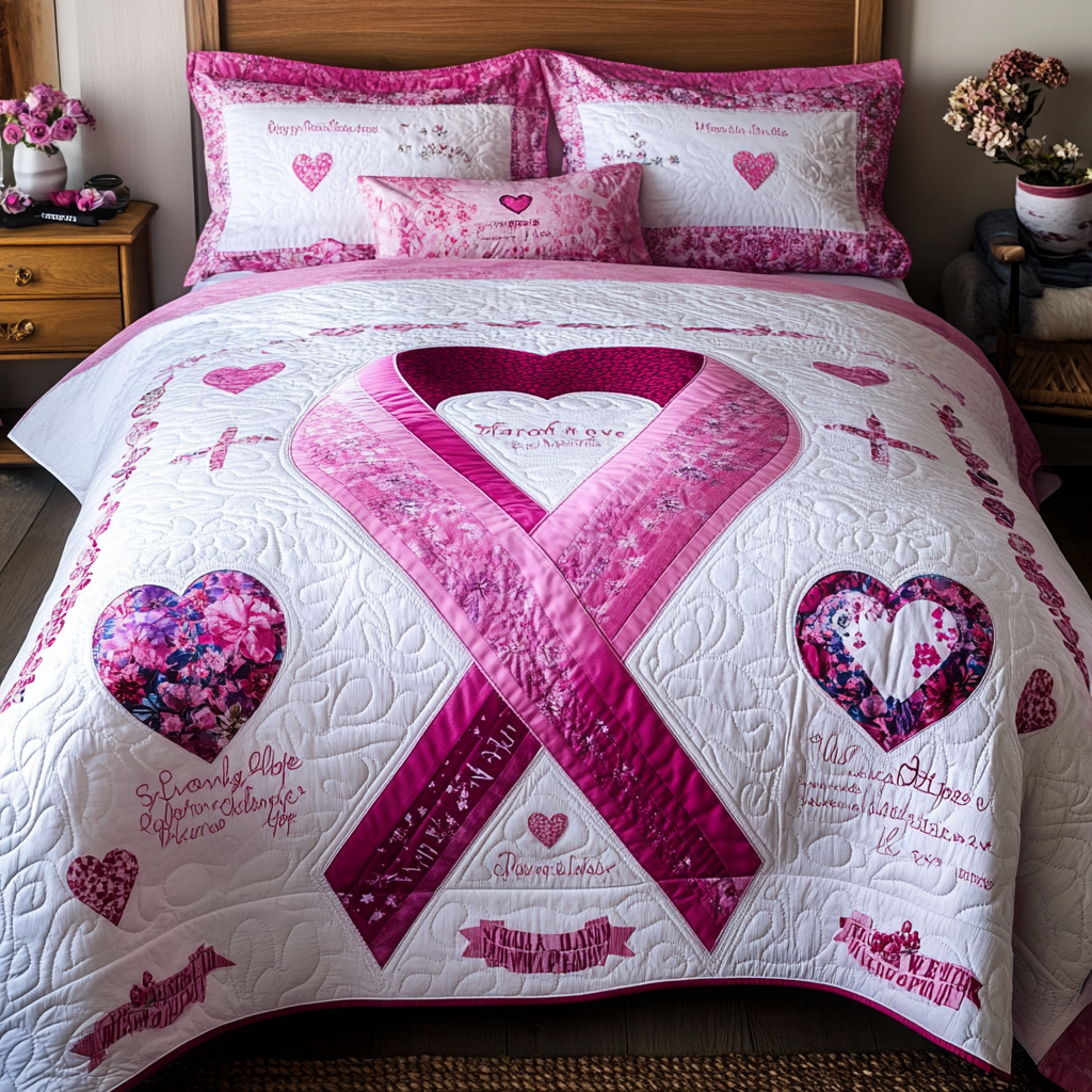 Breast Cancer Ribbon TAI101224296 Quilt Bedding Set