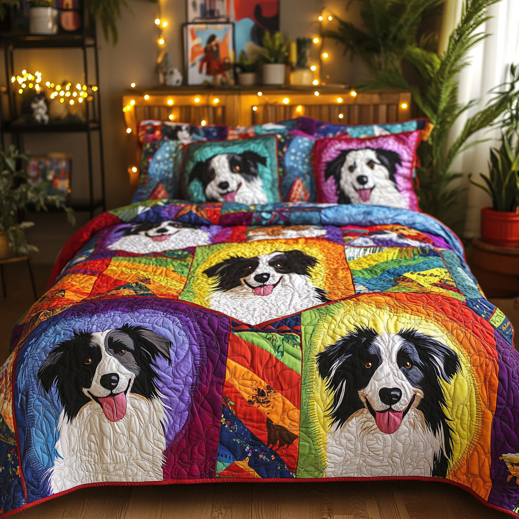 Border Collie TAI181024360 Quilt Bedding Set