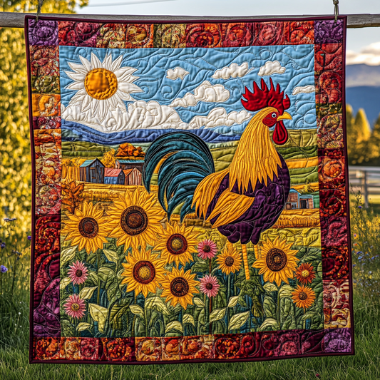 Rooster Sunflower Farm DAI241224419 Quilt Blanket