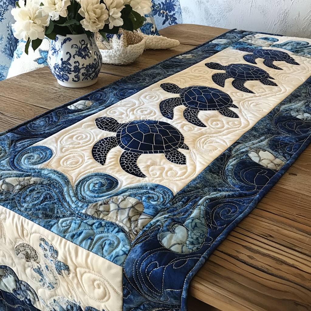 Sea Turtle TAI141124272 Quilted Table Runner