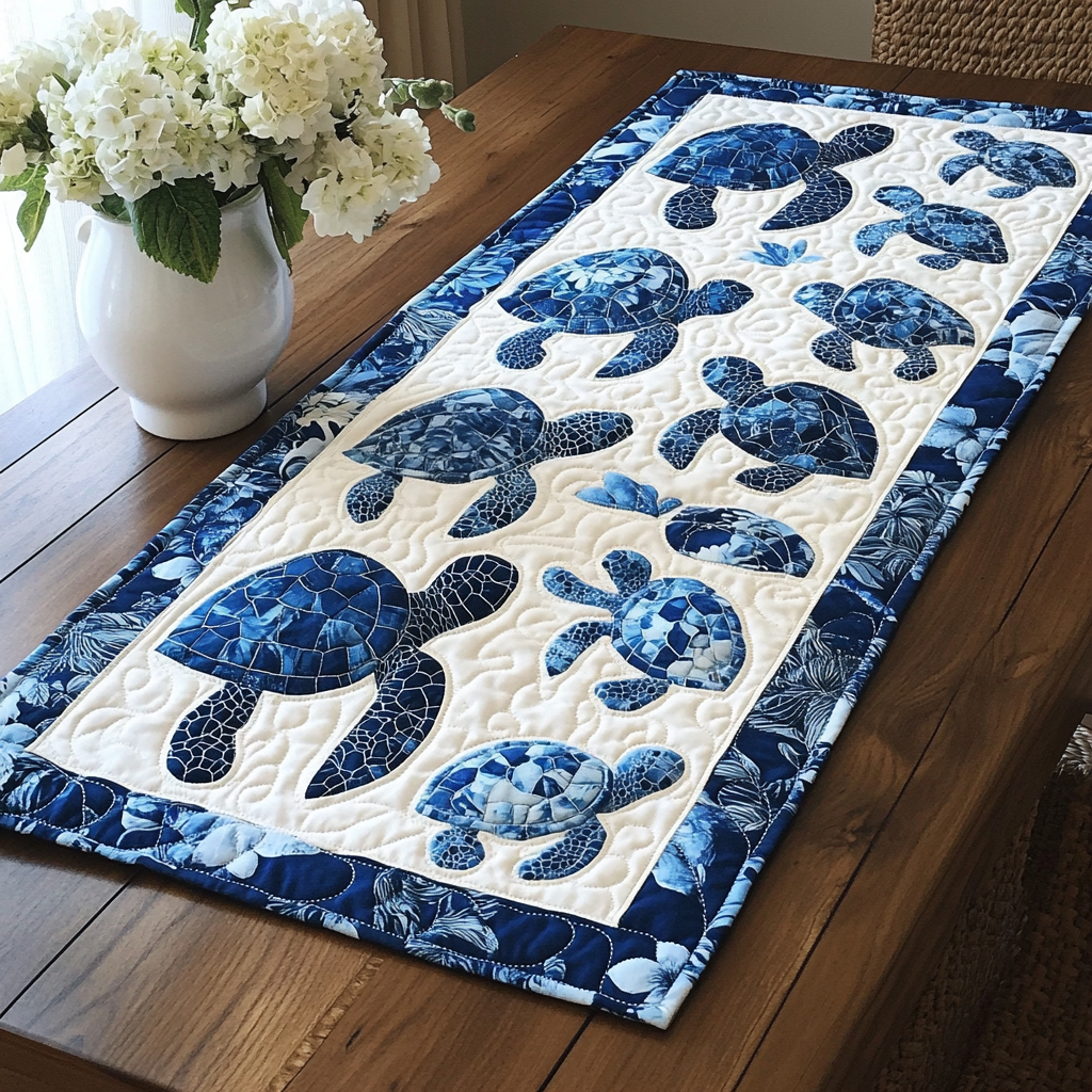 Sea Turtle TAI141124278 Quilted Table Runner