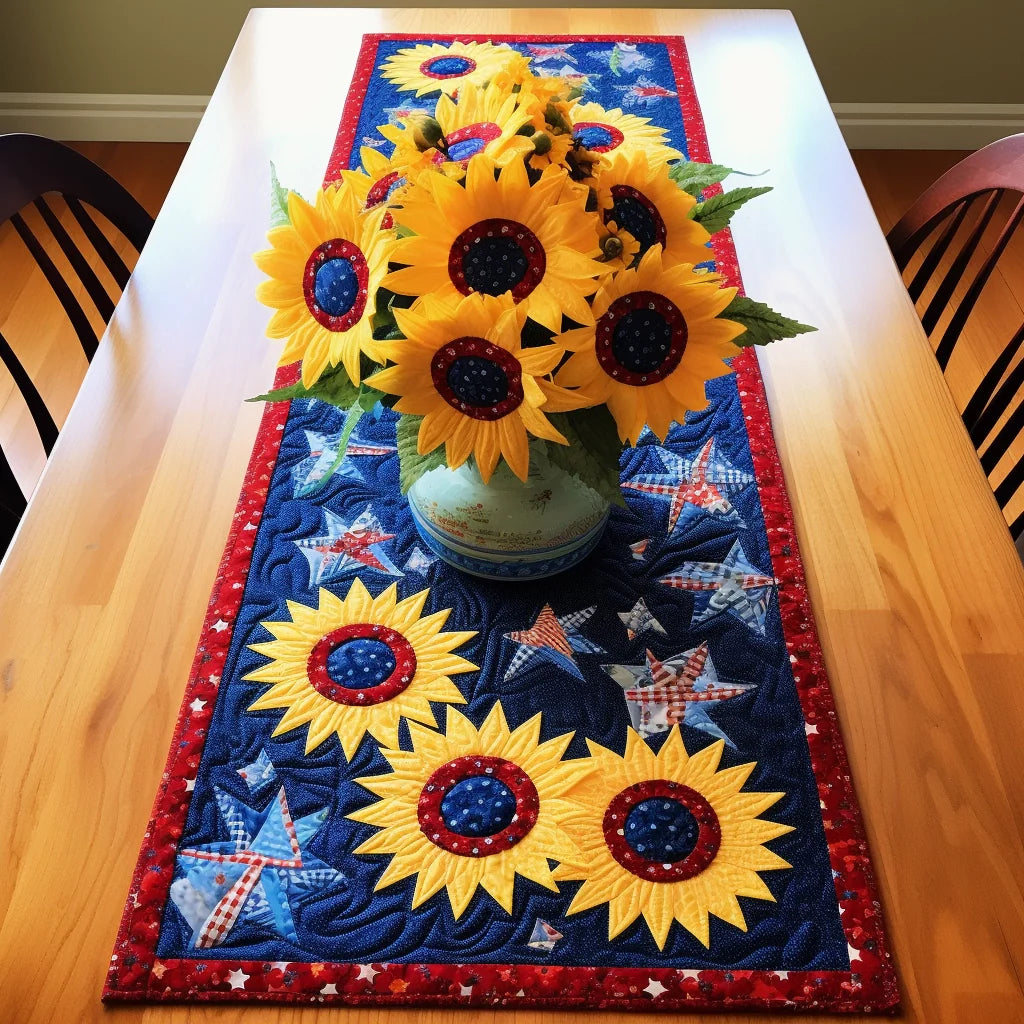 Patriotic Sunflower TAI280224066 Quilted Table Runner