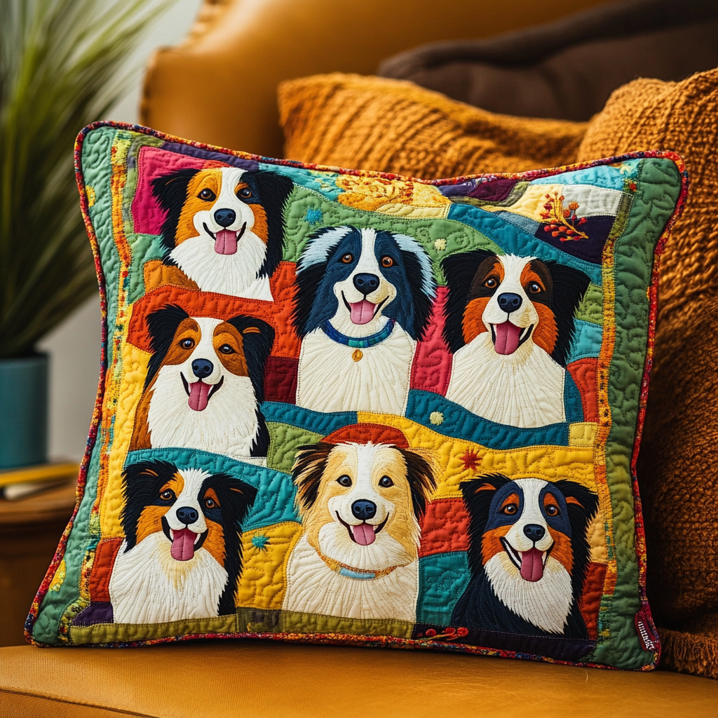 Border Collie TAI181024582 Quilted Pillow Case