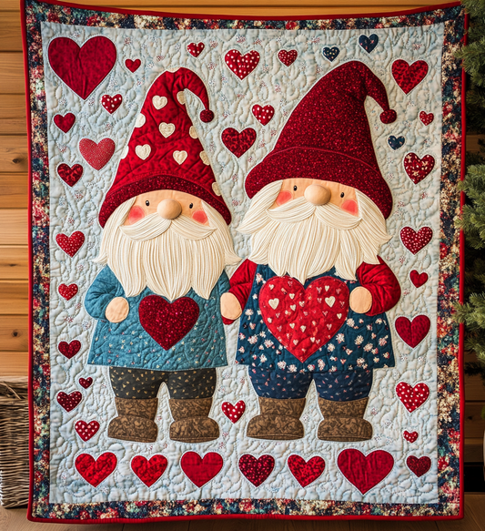 Valentine Gnome DAI171224091 Quilt Blanket