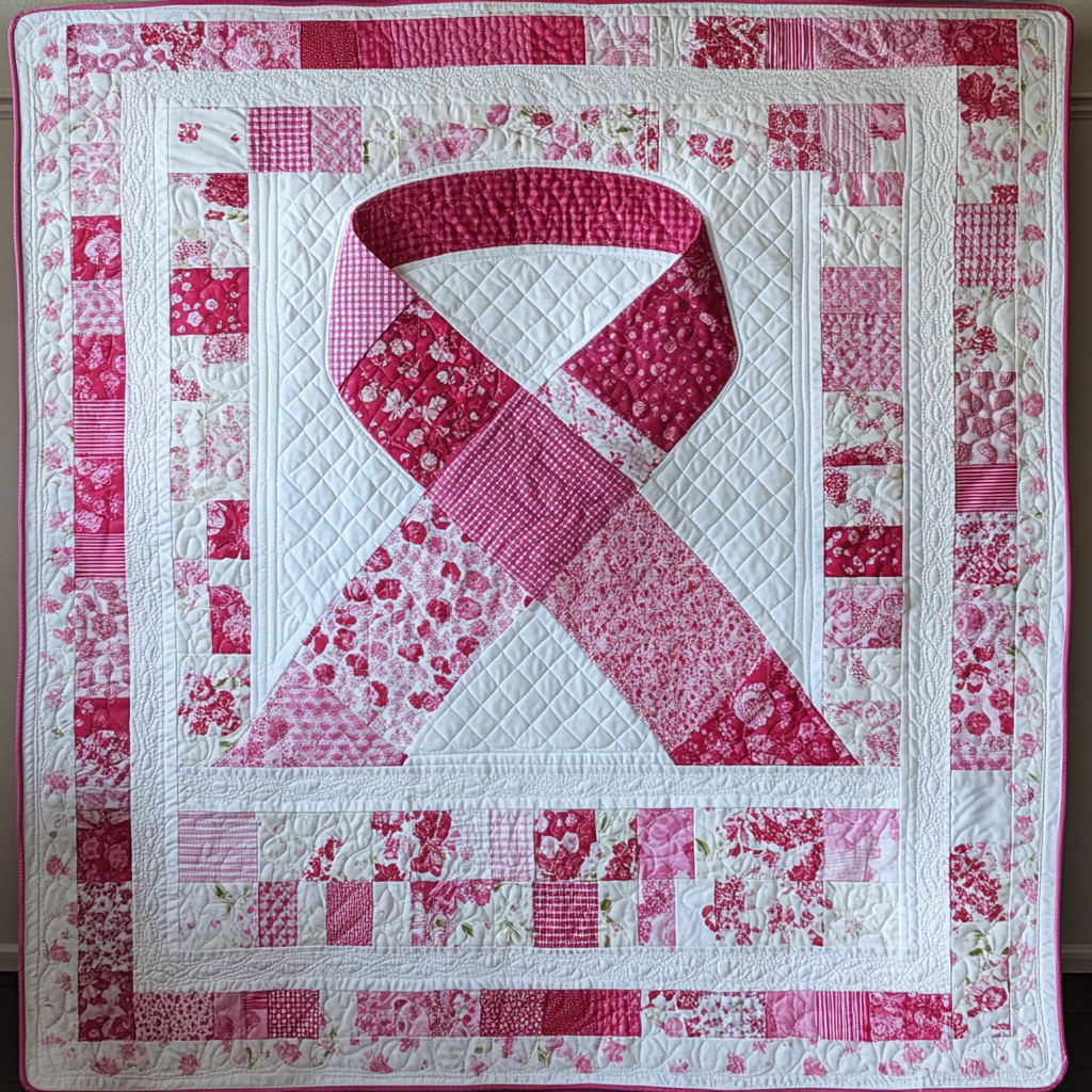 Breast Cancer Ribbon TAI101224134 Quilt Blanket