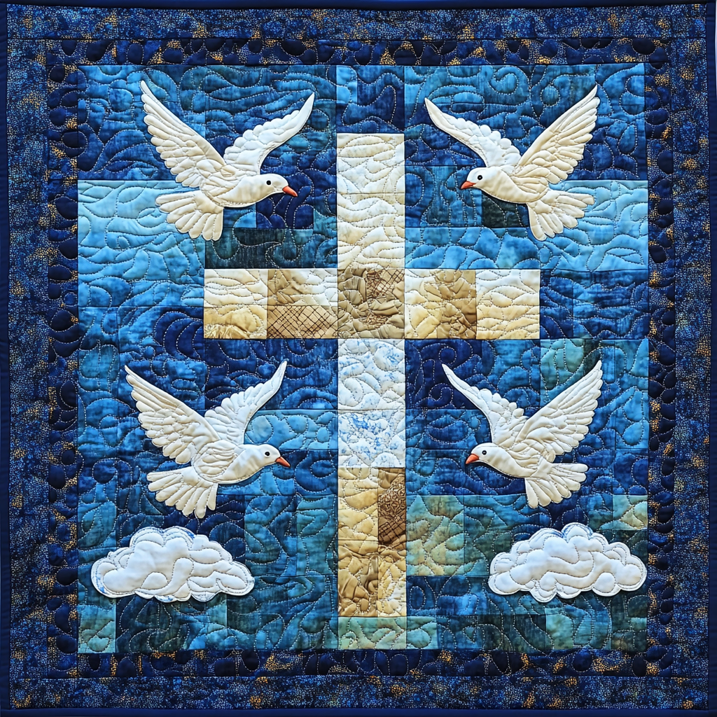 Dove With Christian Cross DAI231124046 Quilt Blanket