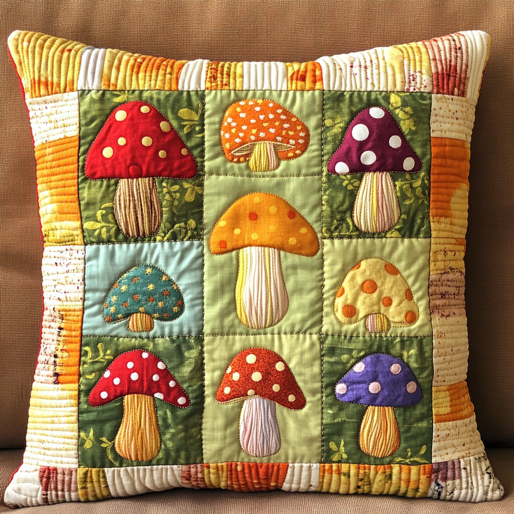 Mushroom DAI051224159 Quilted Pillow Case