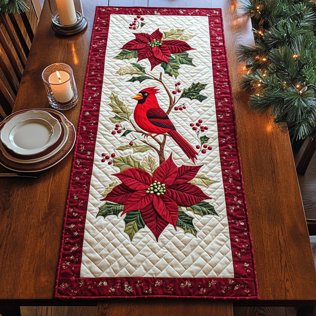 Christmas Cardinal TAI041024362 Quilted Table Runner