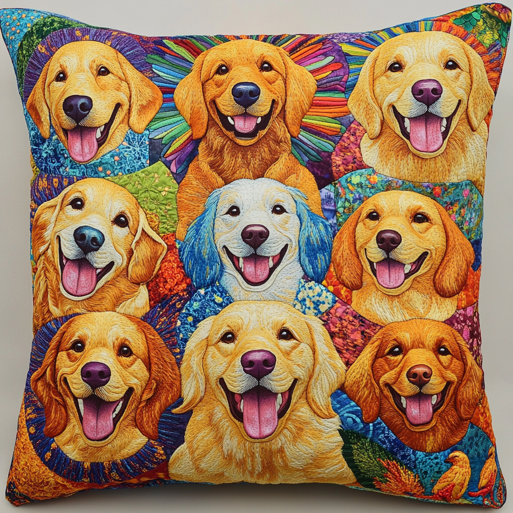 Golden Retriever TAI181024504 Quilted Pillow Case