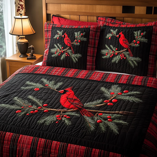 Christmas Cardinal TAI201124125 Quilt Bedding Set