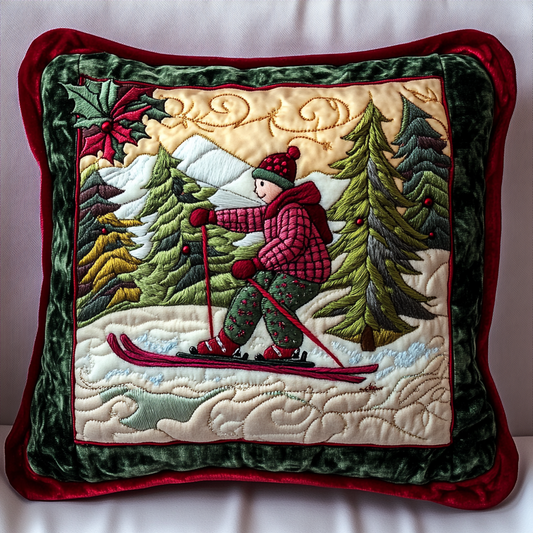 Christmas Ski DAI181124092 Quilted Pillow Case