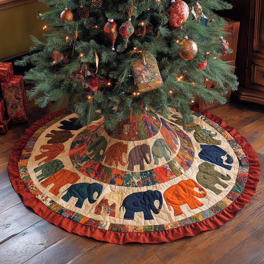 Elephant TAI141124331 Quilted Tree Skirt