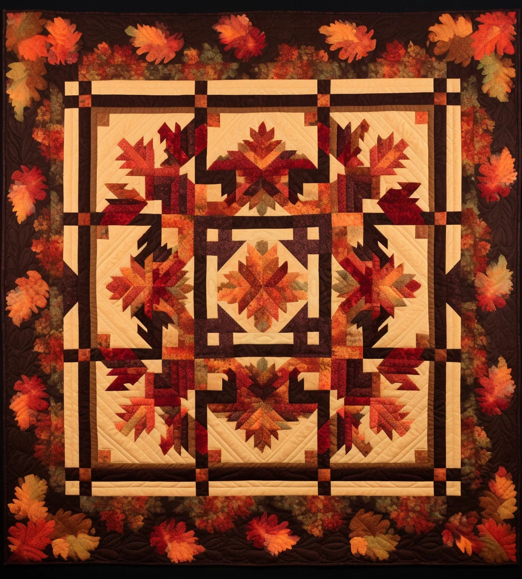 Log Cabin Autumn Leaves BL91123105 Quilt Blanket