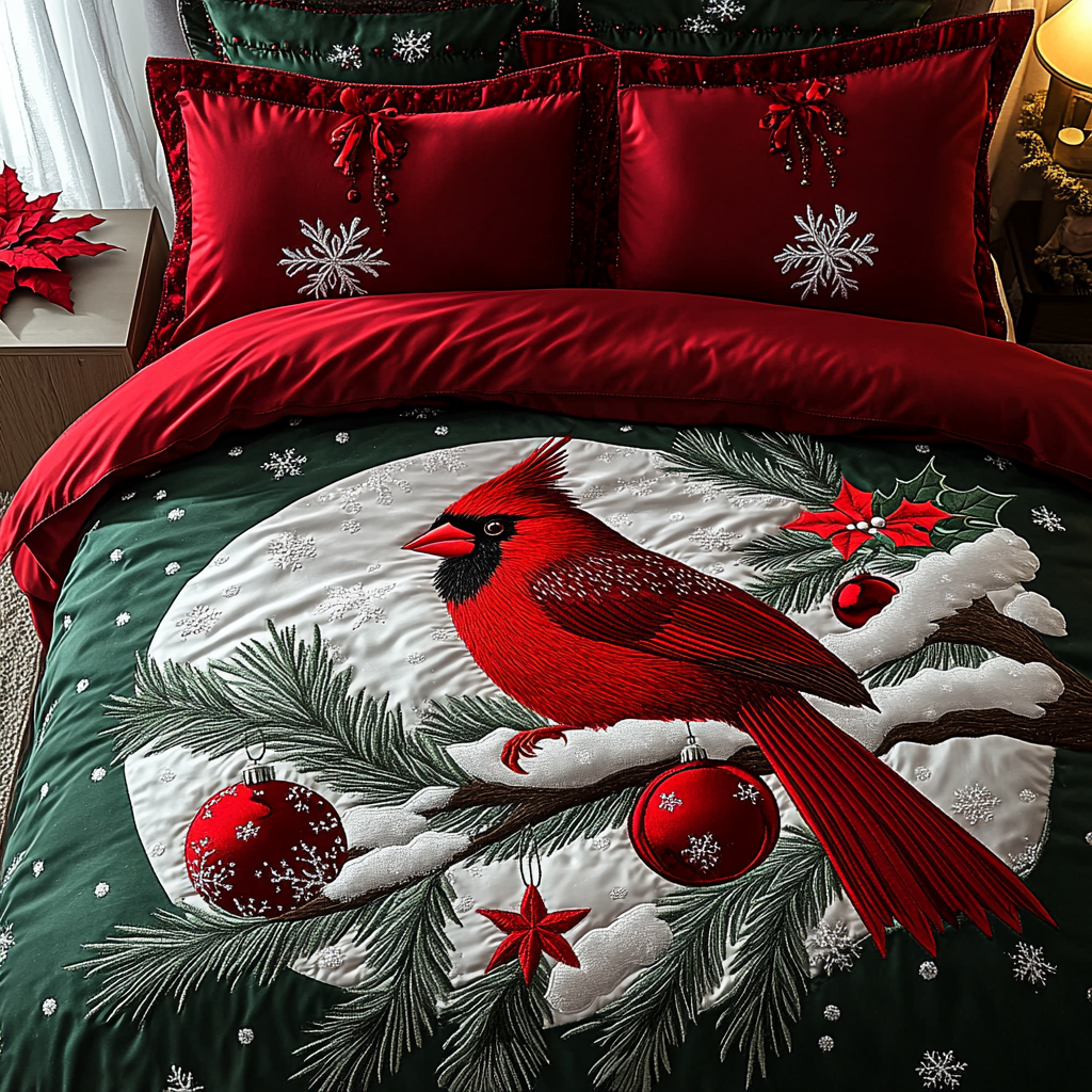 Christmas Cardinal TAI201124241 Quilt Bedding Set