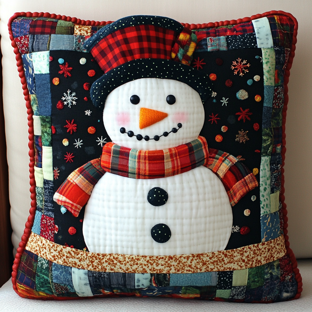 Christmas Snowman TAI130824251 Quilted Pillow Case