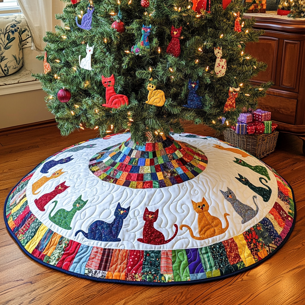 Cat DAI090924001 Quilted Tree Skirt