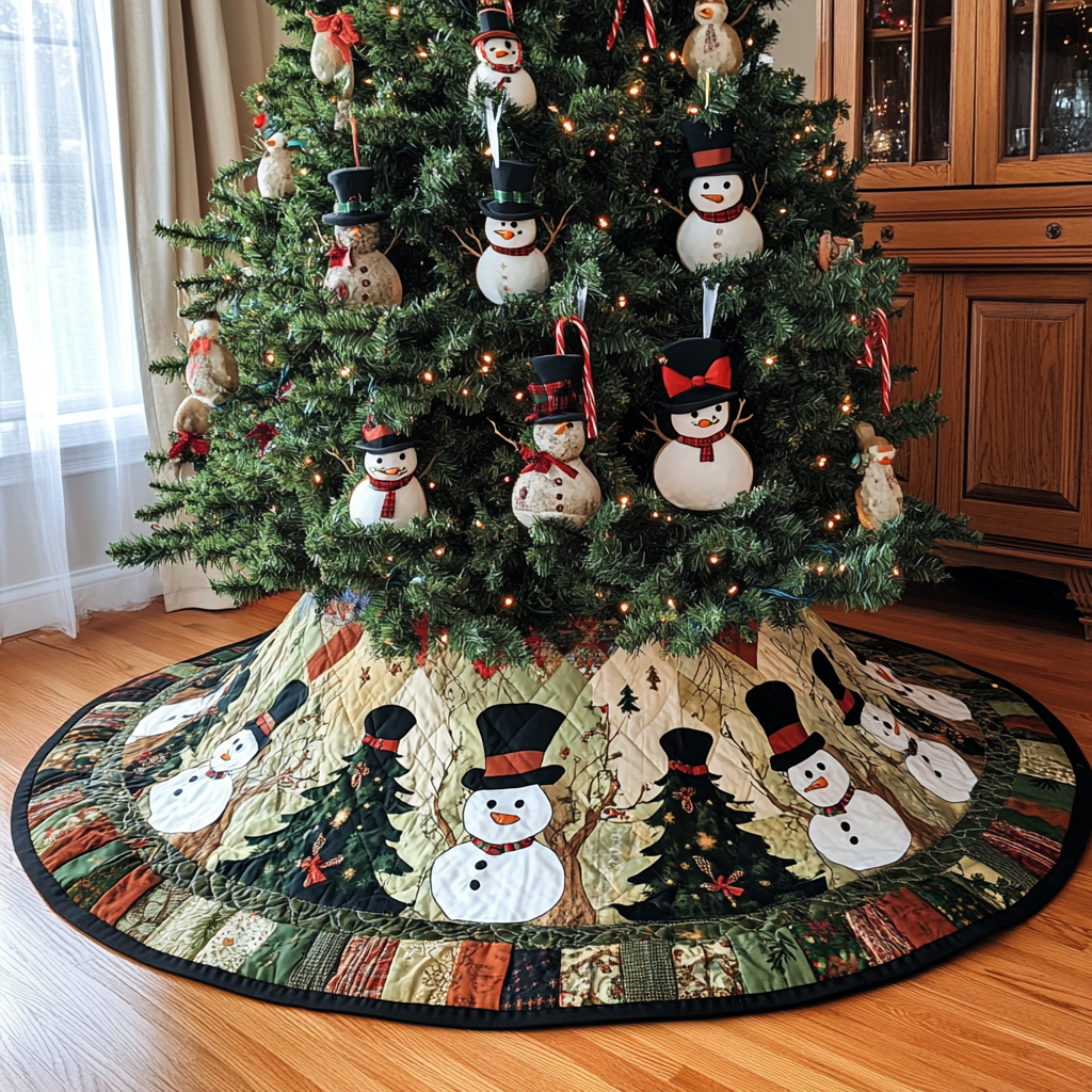 Christmas Snowman TAI141124308 Quilted Tree Skirt