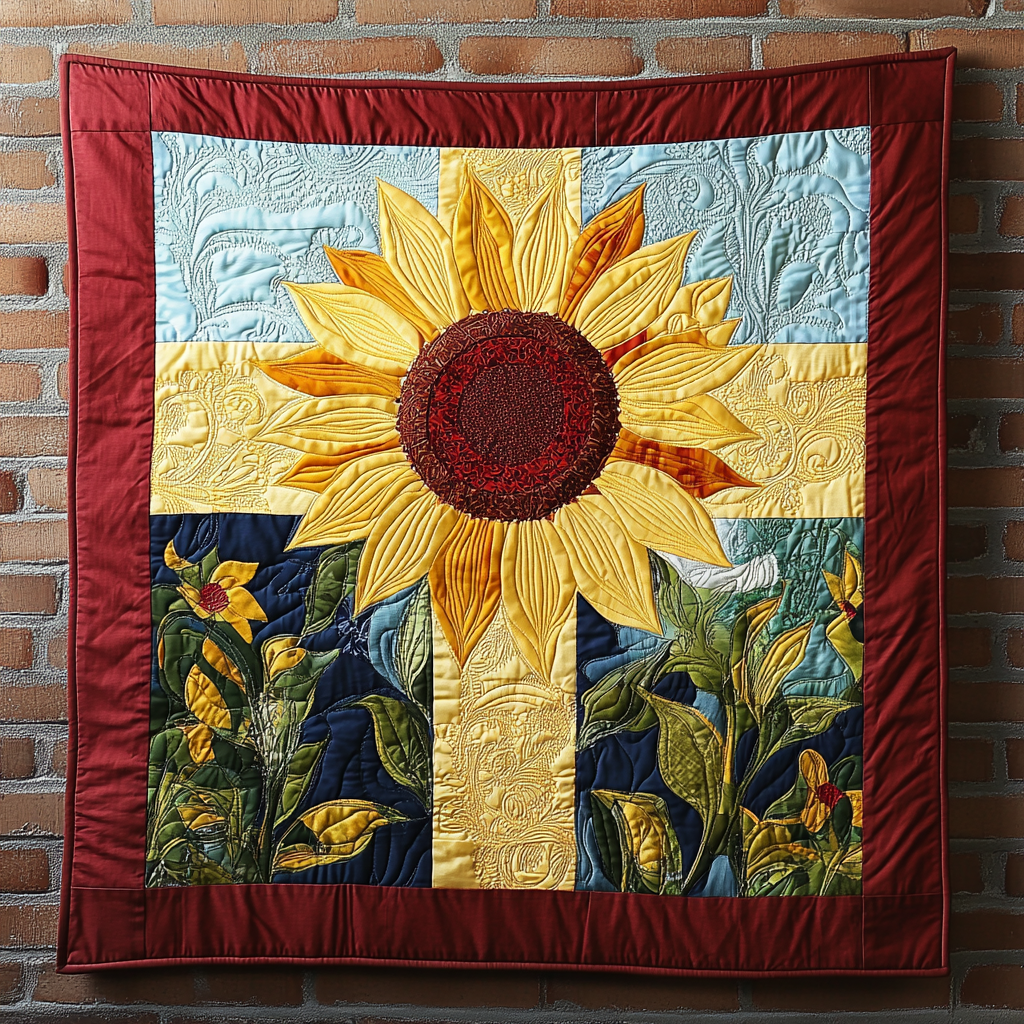 Sunflower Christian Cross DAI101224057 Quilt Blanket