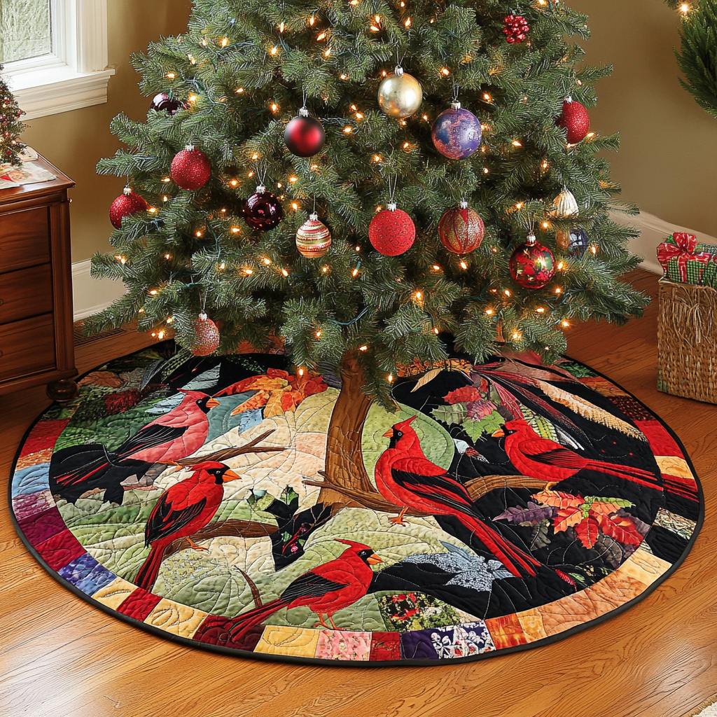 Christmas Cardinal TAI021024179 Quilted Tree Skirt