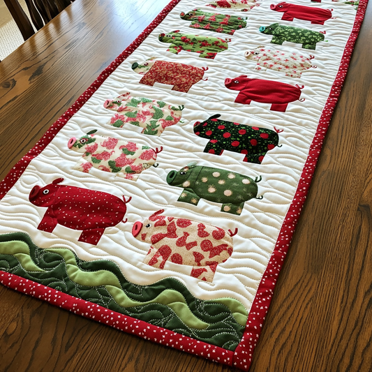 Christmas Pig DAI221024287 Quilted Table Runner