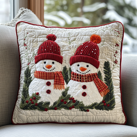 Christmas Snowman TAI141124350 Quilted Pillow Case