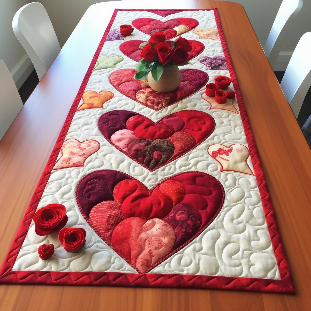 Heart TAI13122366 Quilted Table Runner