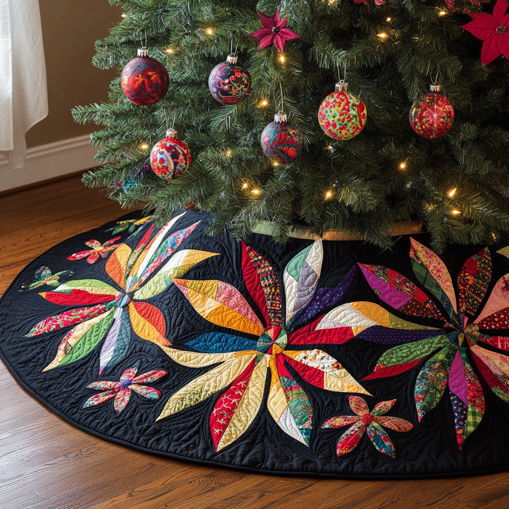 Christmas Poinsettia TAI021024132 Quilted Tree Skirt