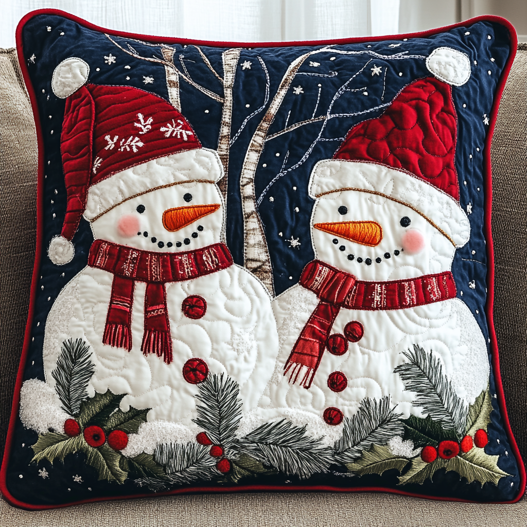 Christmas Snowman TAI141124360 Quilted Pillow Case