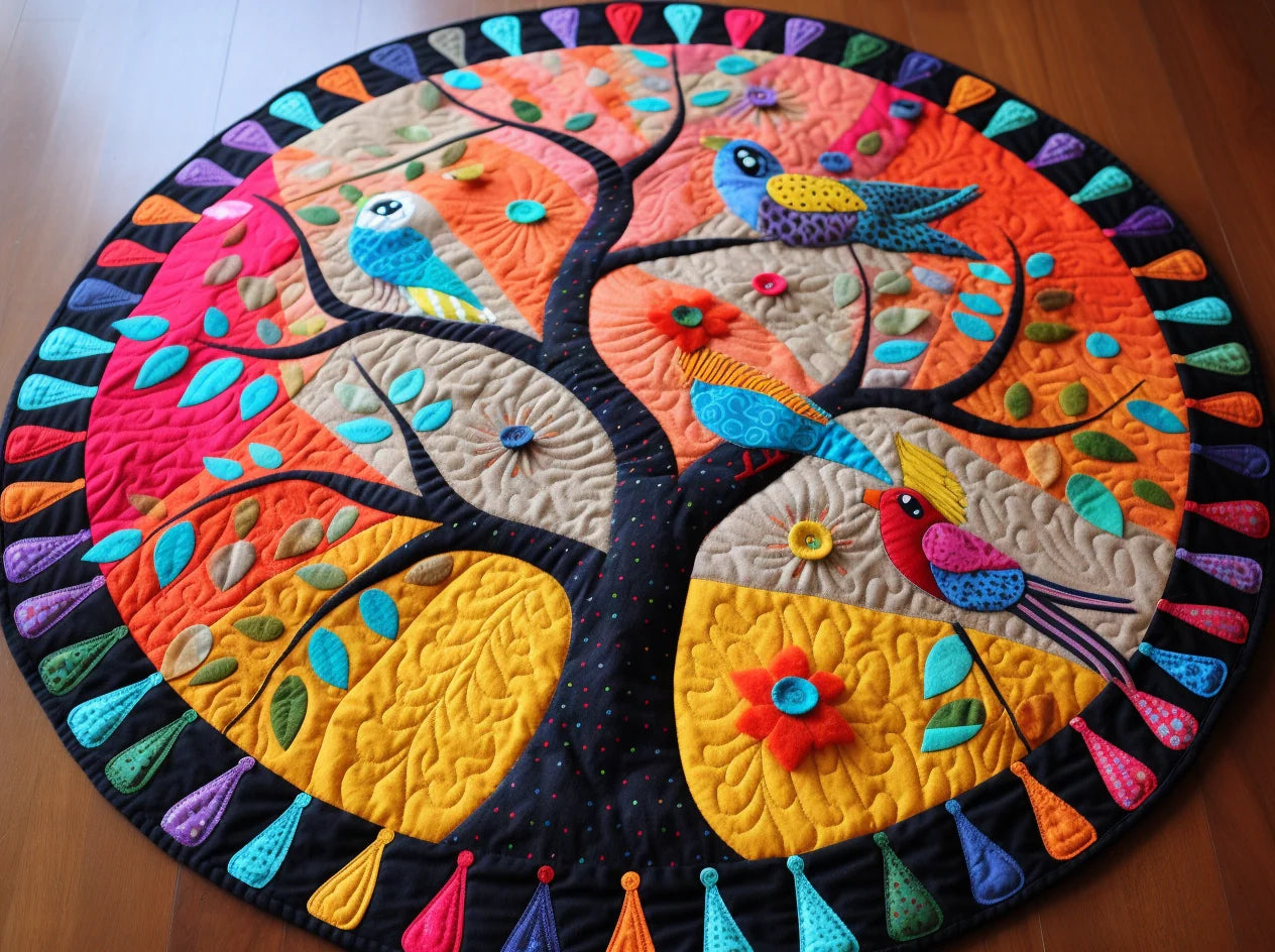 Bird Tree TAI221223062 Quilted Round Mat