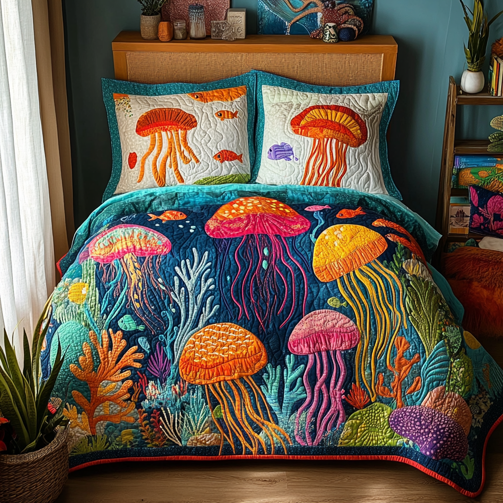 Jellyfish Ocean DAI171224188 Quilt Bedding Set