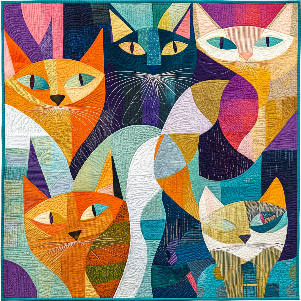 Abstract Cats TAI201124411 Quilt Blanket