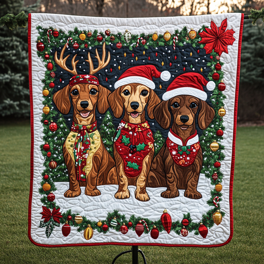 Christmas Dachshund TAI091024079 Quilt Blanket