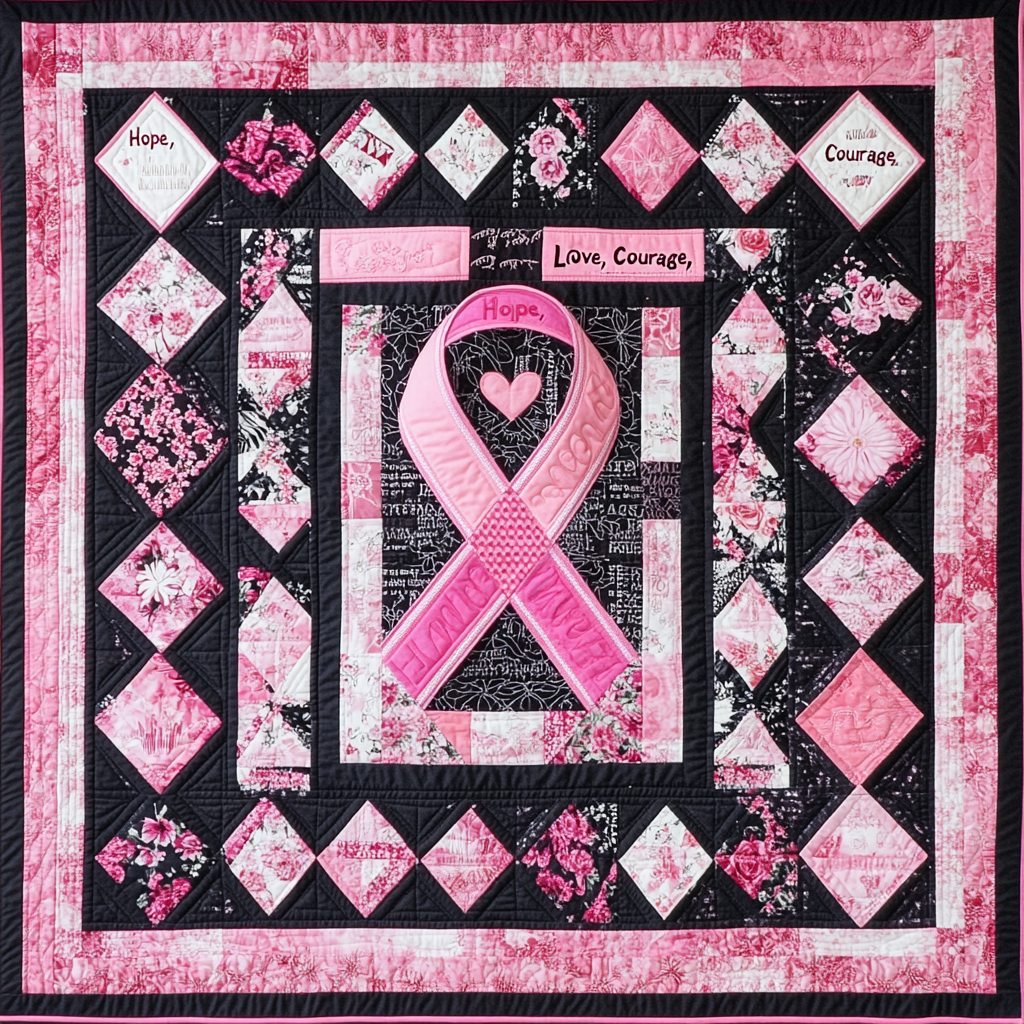 Breast Cancer Ribbon TAI101224208 Quilt Blanket