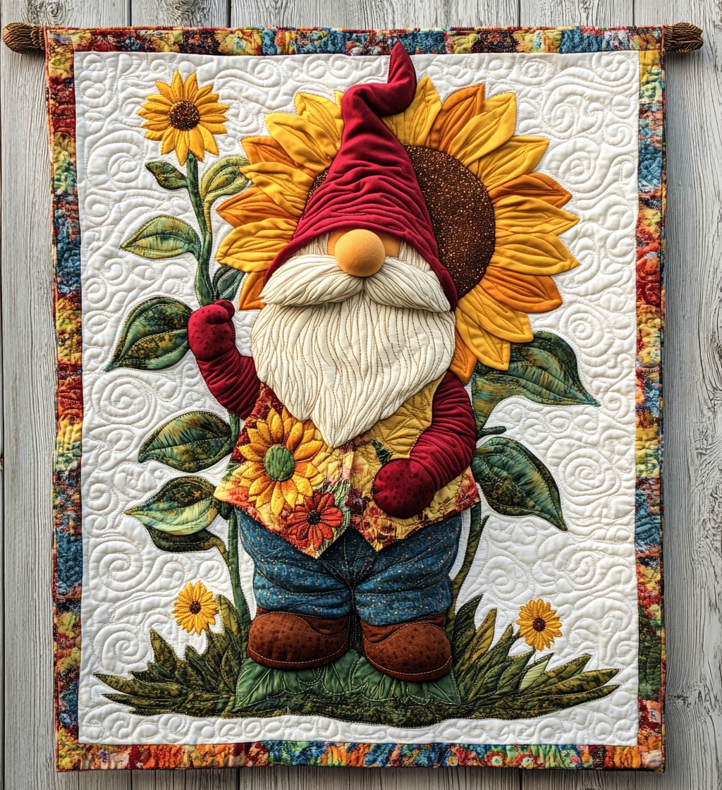 Sunflower Gnome DAI241224477 Quilt Blanket