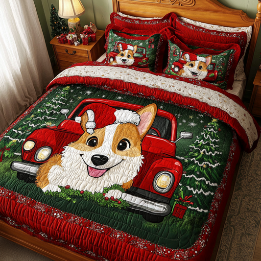 Christmas Corgi TAI111124096 Quilt Bedding Set