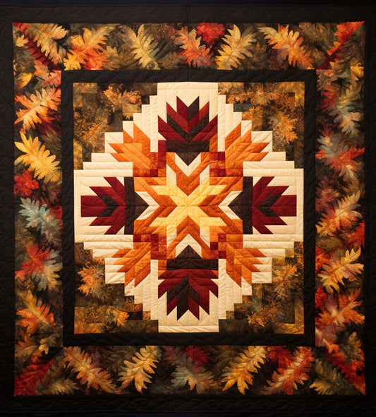 Log Cabin Autumn Leaves BL91123110 Quilt Blanket