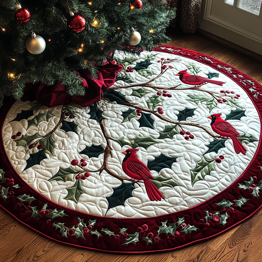 Christmas Cardinal TAI041024141 Quilted Tree Skirt