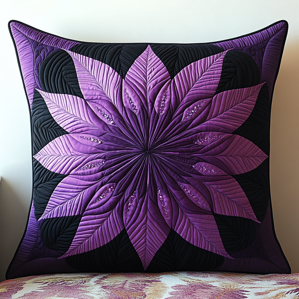 Purple Flower TAI130824149 Quilted Pillow Case