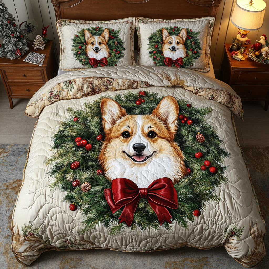 Christmas Corgi TAI111124106 Quilt Bedding Set