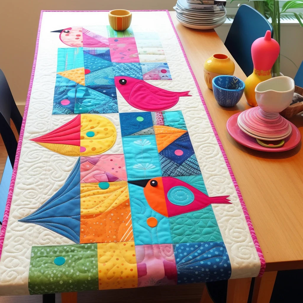 Bird TAI261223106 Quilted Table Runner