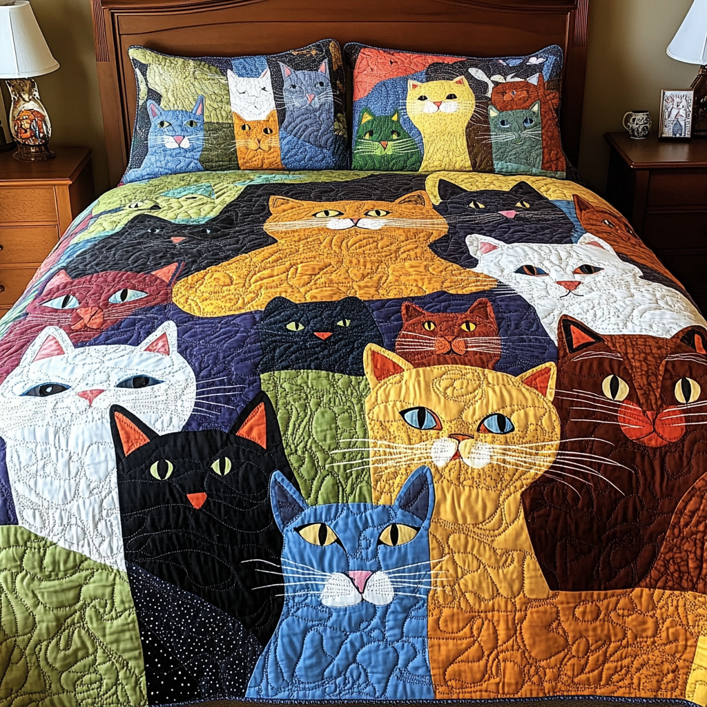 Cat TAI041024525 Quilt Bedding Set