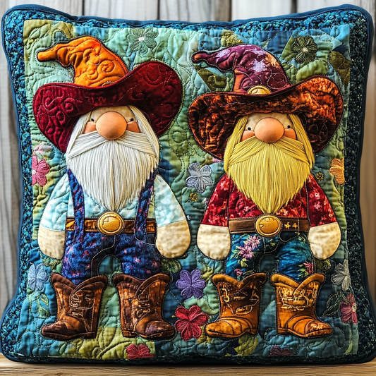 Cowboy Gnome DAI241224093 Quilted Pillow Case