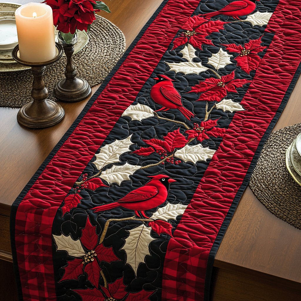 Christmas Cardinal TAI091024404 Quilted Table Runner