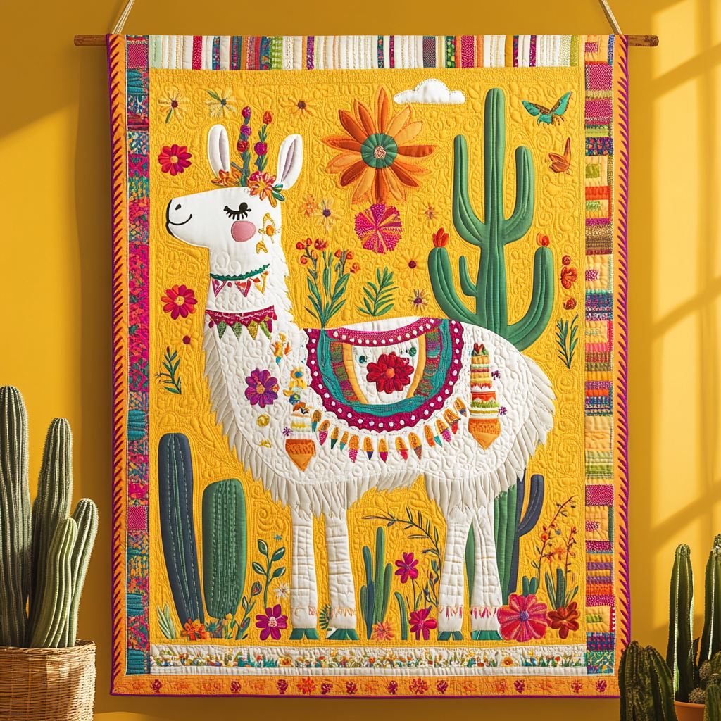 Cactus Llama DAI281124080 Quilt Blanket