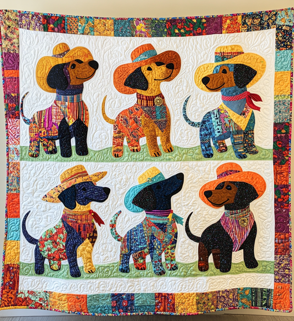 Cowboy Dachshund DAI241224394 Quilt Blanket