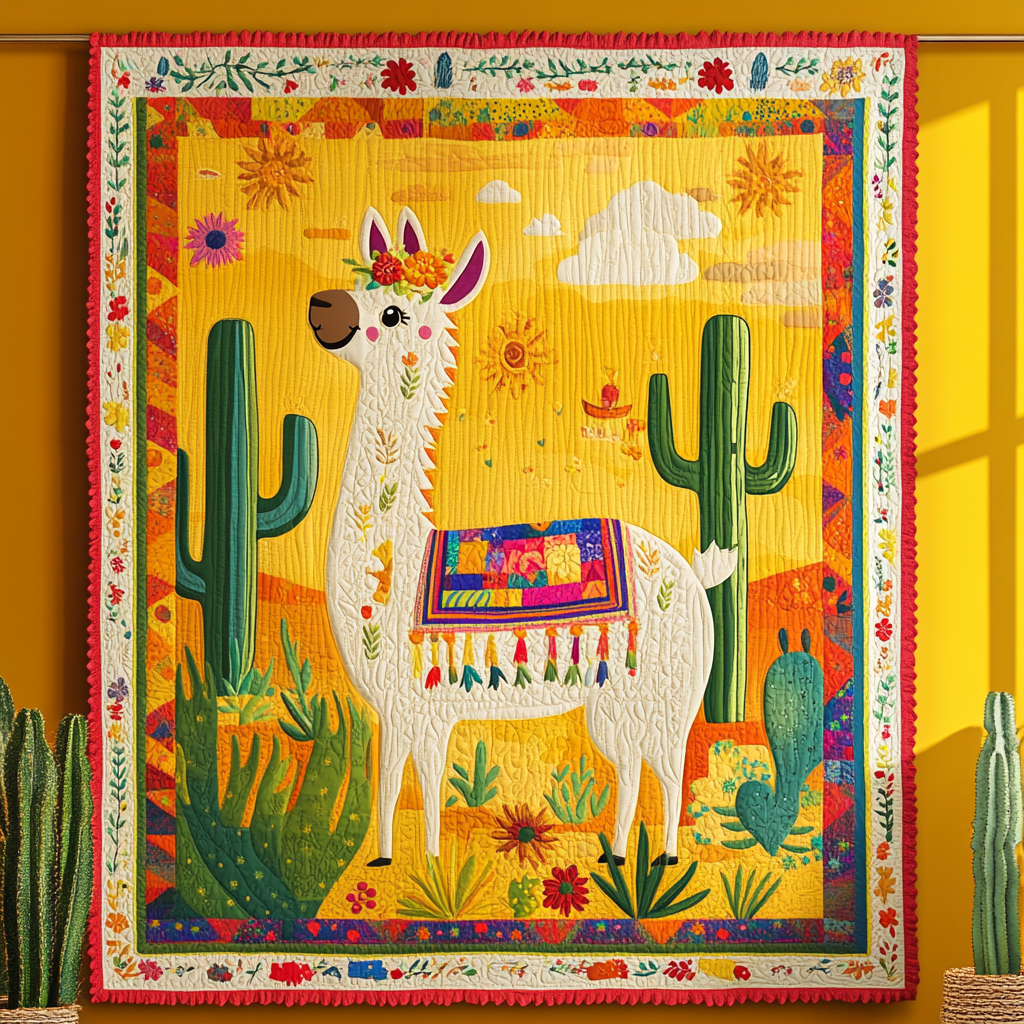 Cactus Llama DAI281124078 Quilt Blanket